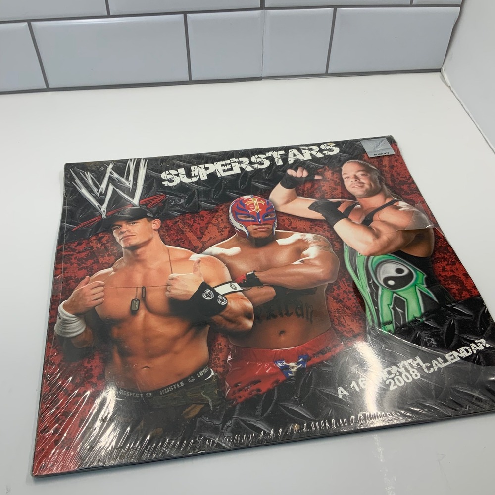 WWE Superstars 2008 Wall Calendar 16 Month John Cena Rey‎ Mysterio New Sealed